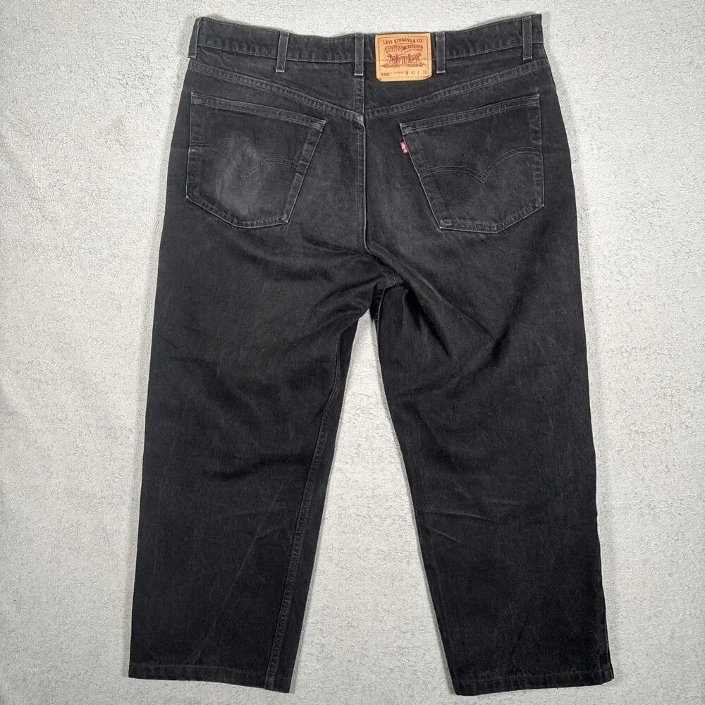 Vintage 90s Levi’s 550 Relaxed Fit Jeans Black Mens Size 42x30 Fits 40x25 Grunge